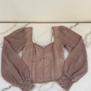 Abercrombie & Fitch Brown Printed Square-Neck Long Sleeve Top